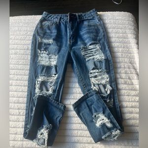 Fashion nova boyfriend jeans, medium blue wash, size 1
